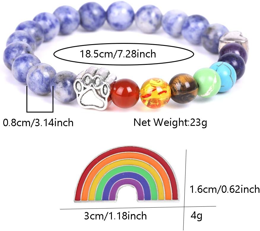 Rainbow Bridge Memorial Armband – 7 Chakra-Perlen Geschenk zum Verlust eines Haustieres
