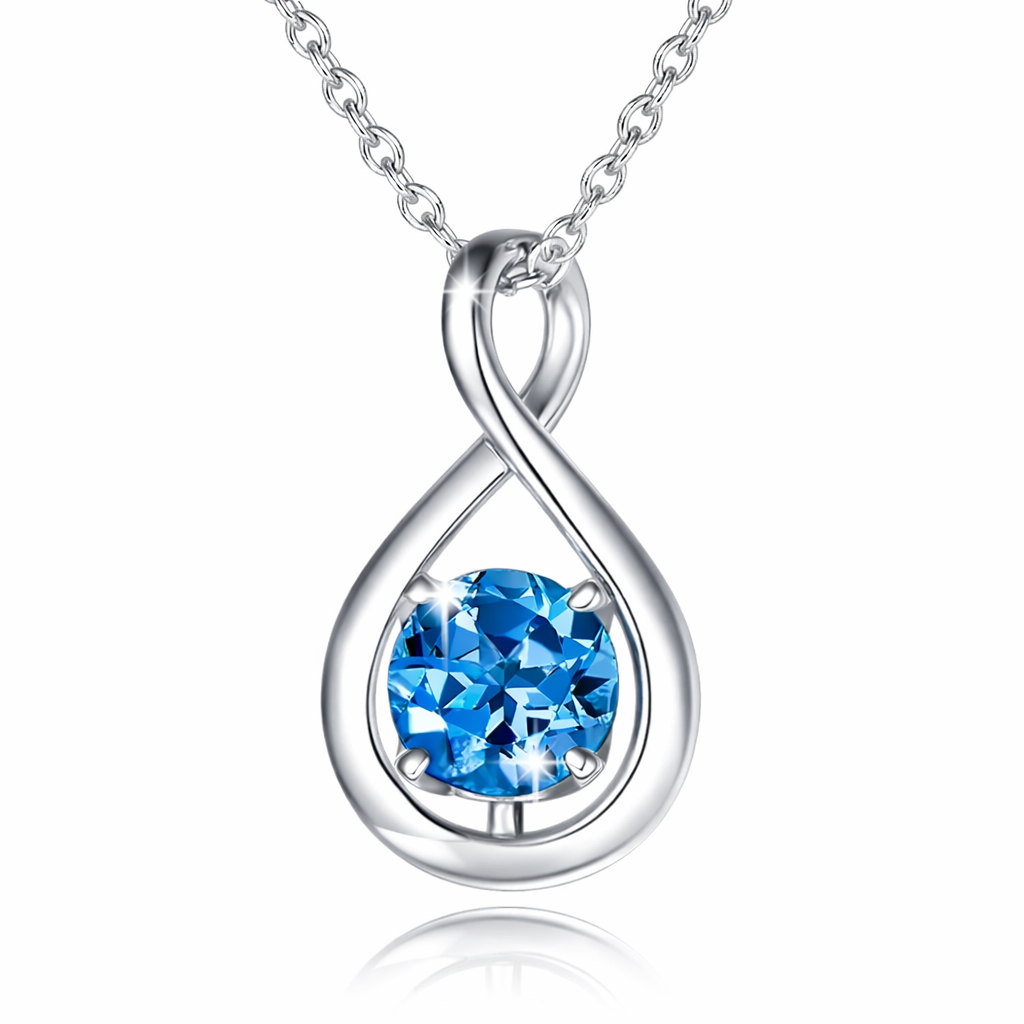 Sapphire Infinity Anhänger Halskette | Weißgold
