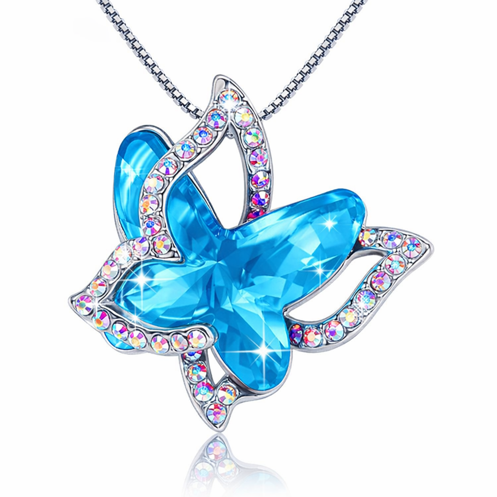 Saphir-Schmetterlingskette | Weißgold