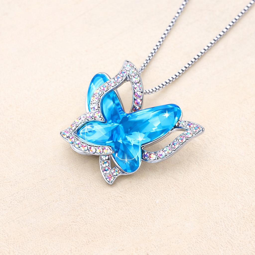Saphir-Schmetterlingskette | Weißgold