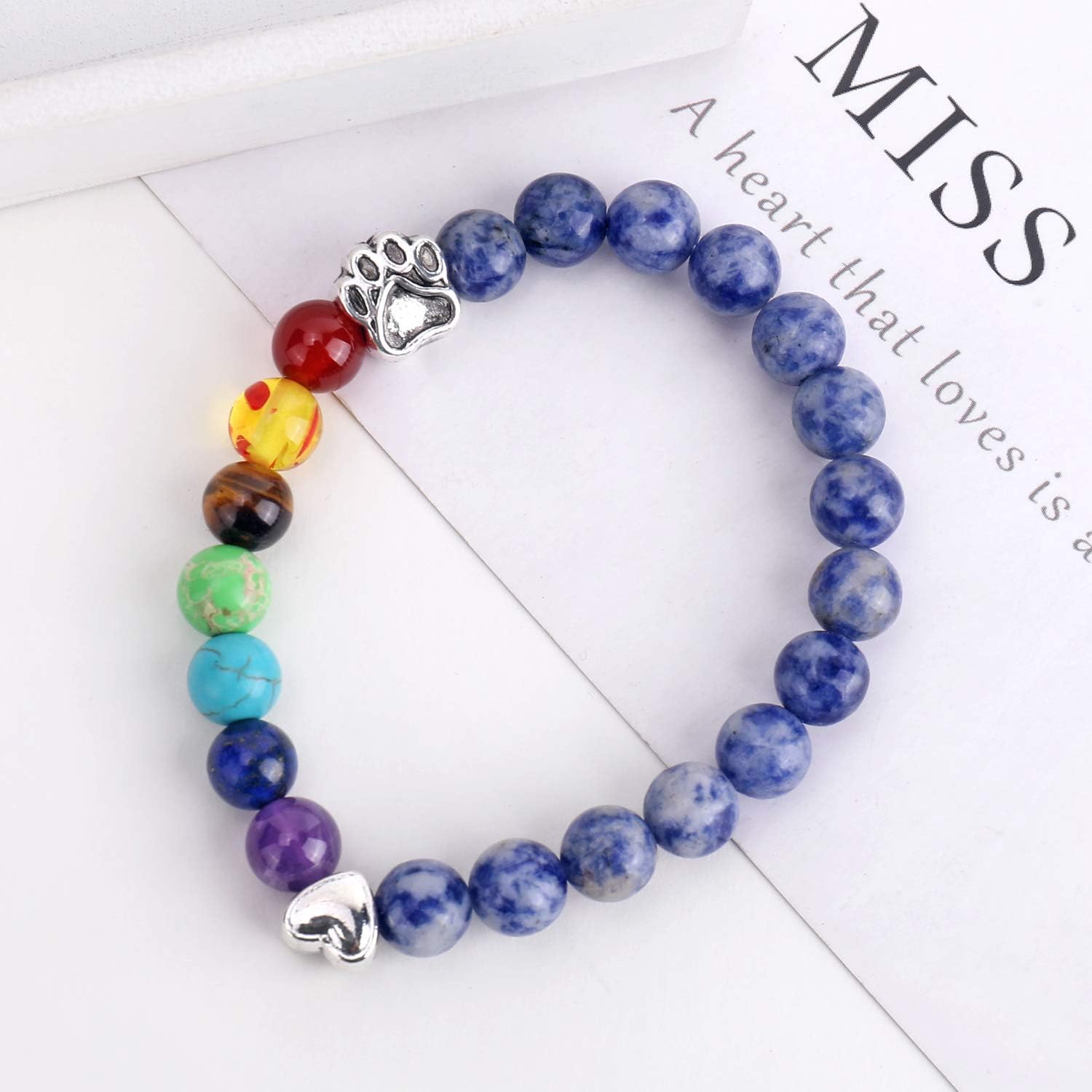 Rainbow Bridge Memorial Armband – 7 Chakra-Perlen Geschenk zum Verlust eines Haustieres