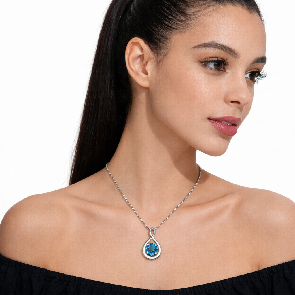 Sapphire Infinity Anhänger Halskette | Weißgold