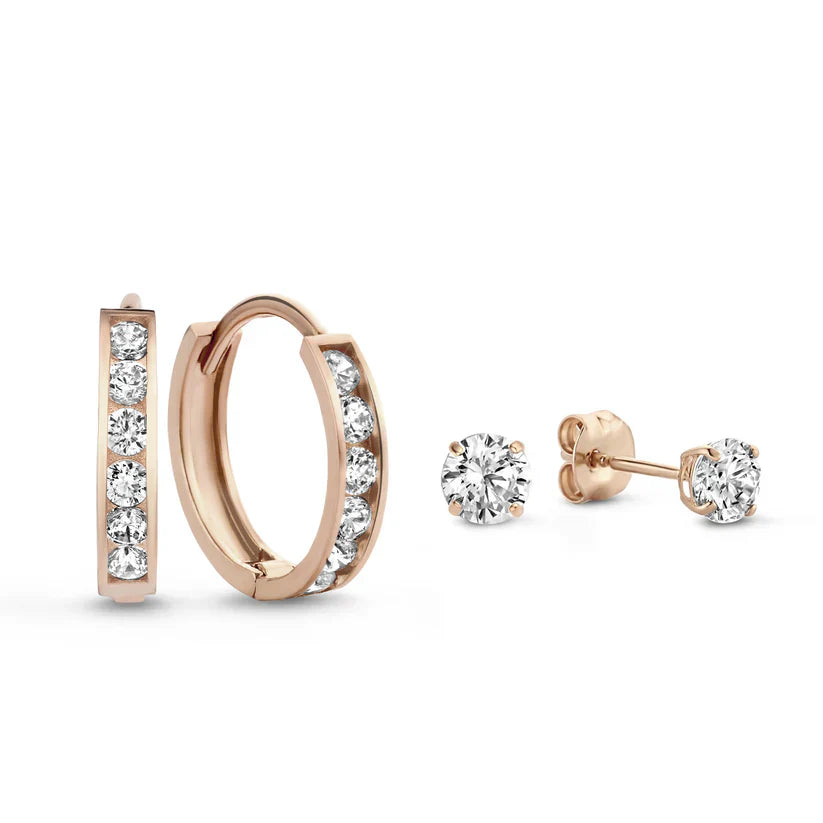 Dara Brillane Stein-Ohrringe Set | Gold